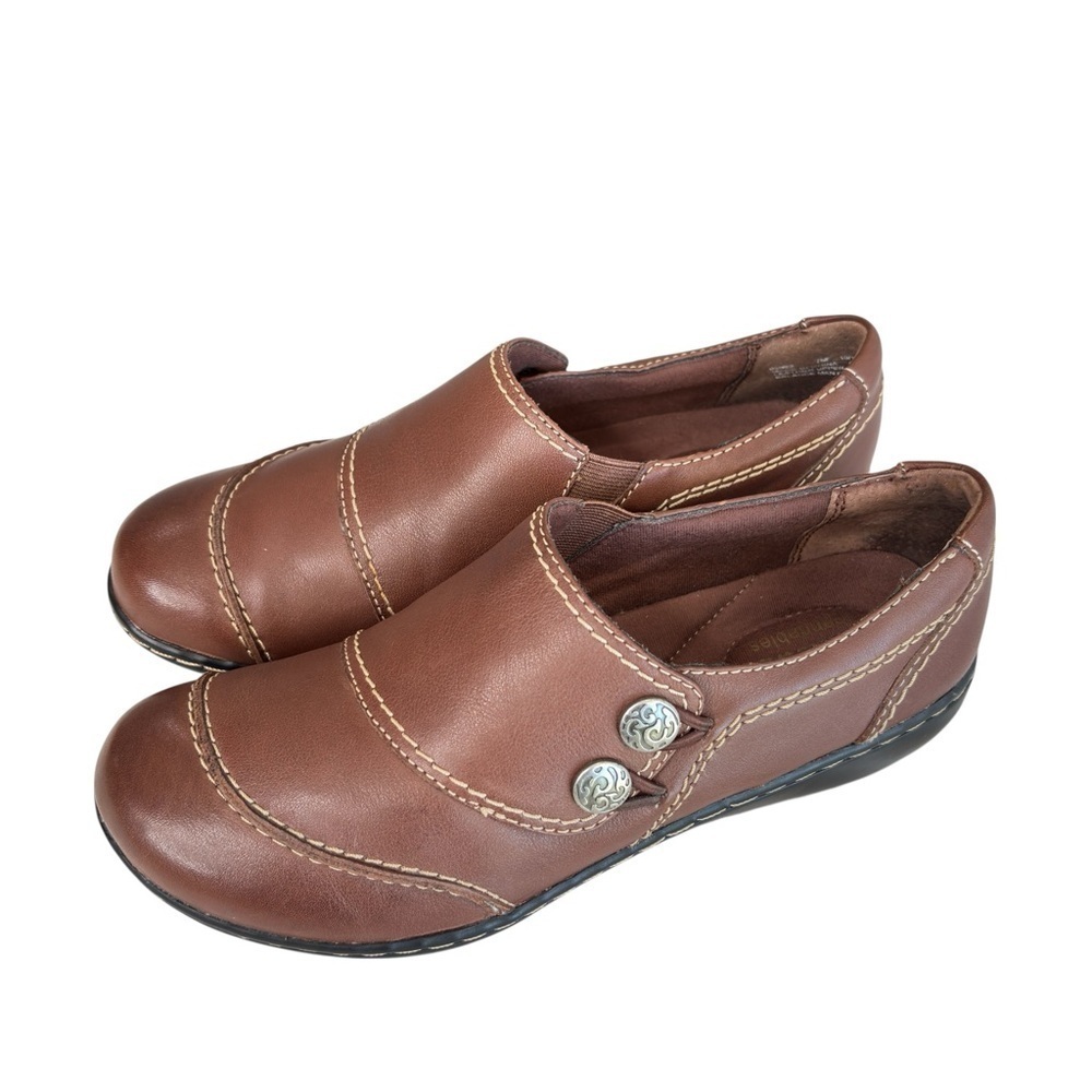 Clarks Bendables Brown Leather Ashland Alpine Slip On Womens Comfort Shoe Size 7 - Picture 3 of 12
